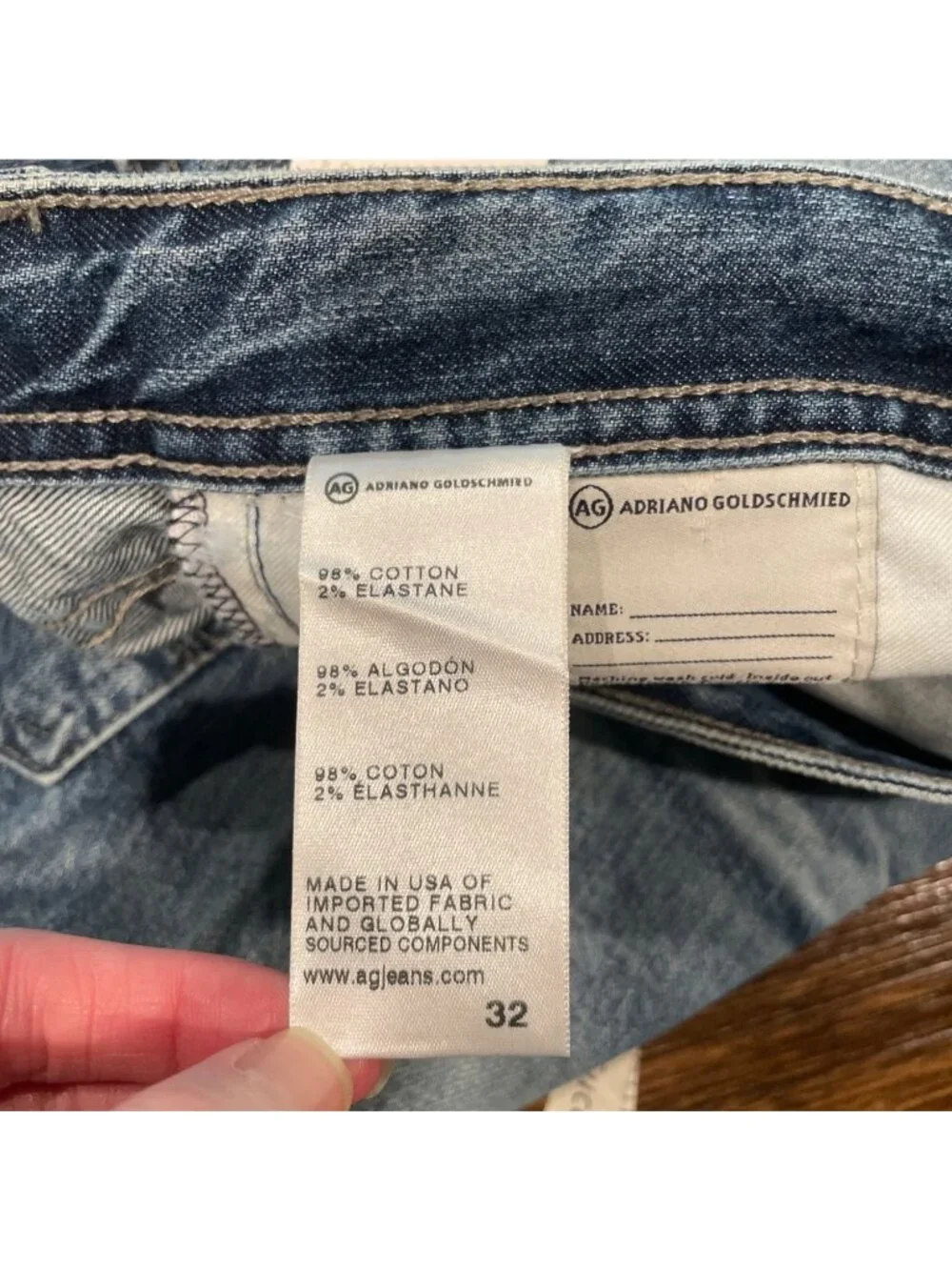 AG Matchbox Slim Straight Jean 32x33 Medium Wash Distressed Stretch AG-Ed Denim